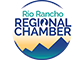 Logo of Rio Rancho Regional Chamber of Commerce with green and blue design.